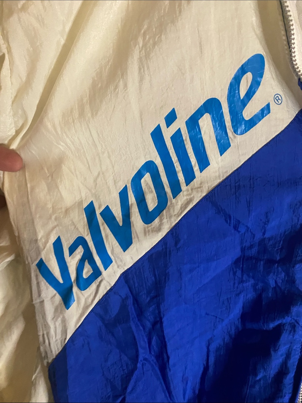 Vintage 90s Mark Martin Valvoline White & Blue Racing Windbreaker Jacket large - Picture 4 of 8